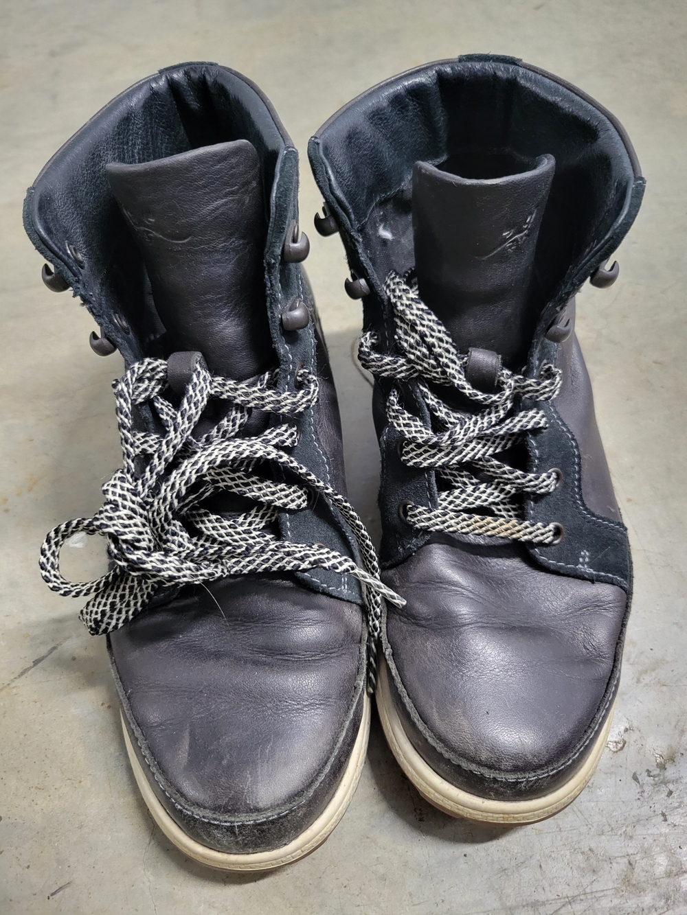 Chaco Black Leather Ankle Boots with Black-and-White Laces